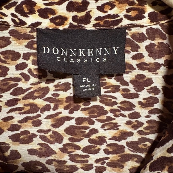 Donn Kenny Leopard Print Button Down Top Brown & Tan Size PL - Picture 2 of 9